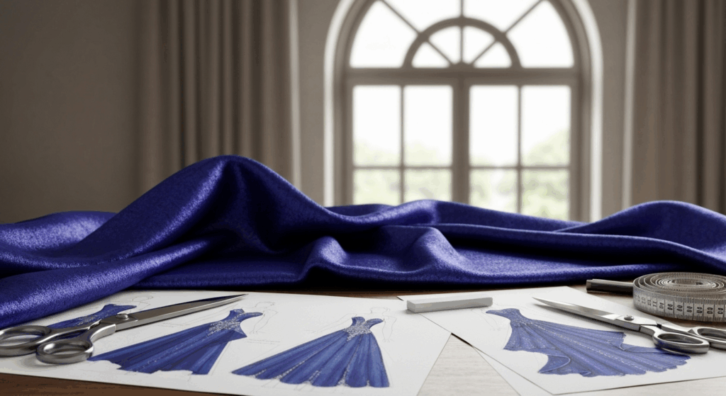 ผ้าไหมไทยและภาพสเก็ตช์ดีไซน์ เผยให้เห็นเบื้องหลังการทรงงานที่ปรากฏใน พระองค์หญิงไลฟ์สด