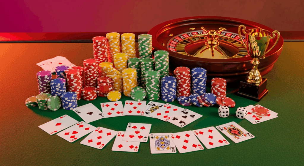 โปรแกรมบอล7สี โต๊ะคาสิโนสดพร้อมไพ่โป๊กเกอร์และรูเล็ตหรูหรา