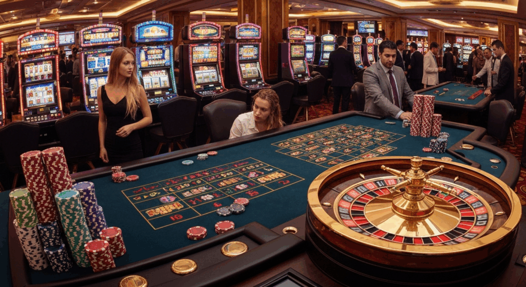 ต๊ะเล่นโป๊กเกอร์คาสิโนแบบสดใจพร้อมชิปสีสัน ราคาทองคํา 6 พย 68 เว็บเดิมพันออนไลน์